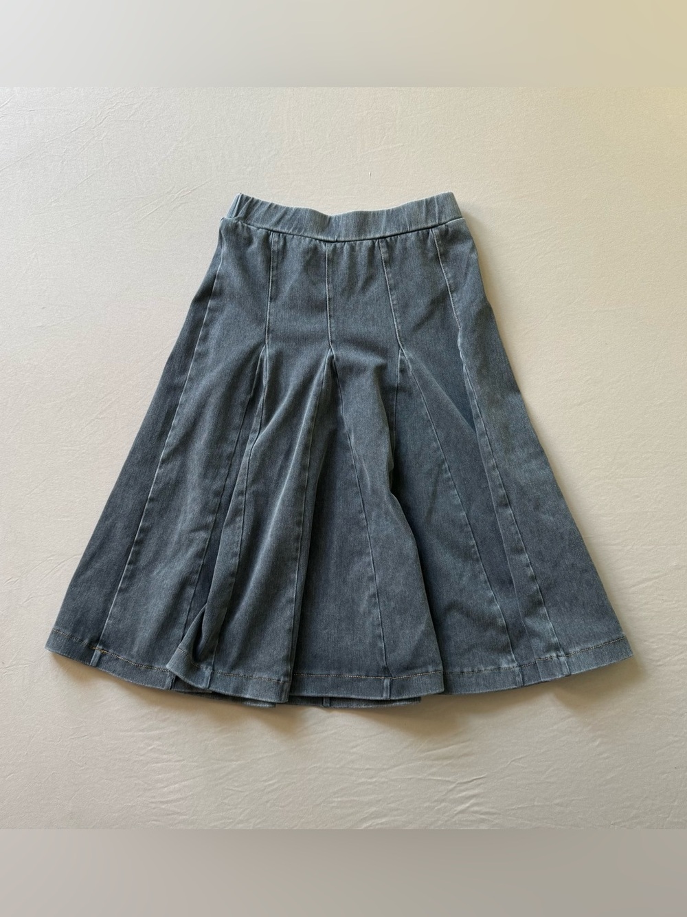 Denim Washed Paneled Circle Skirt